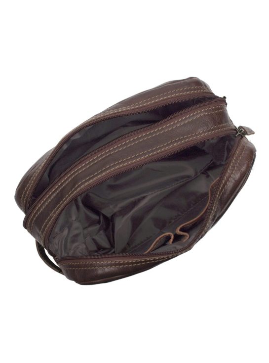 Necessär i skinn brun och svart
