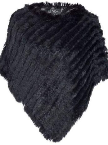 Poncho i päls svart