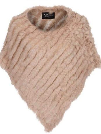Poncho i päls gammelrosa