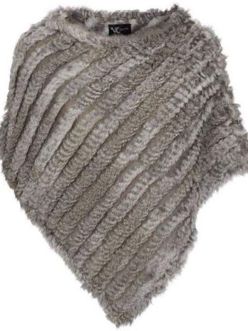 Poncho i päls naturgrå
