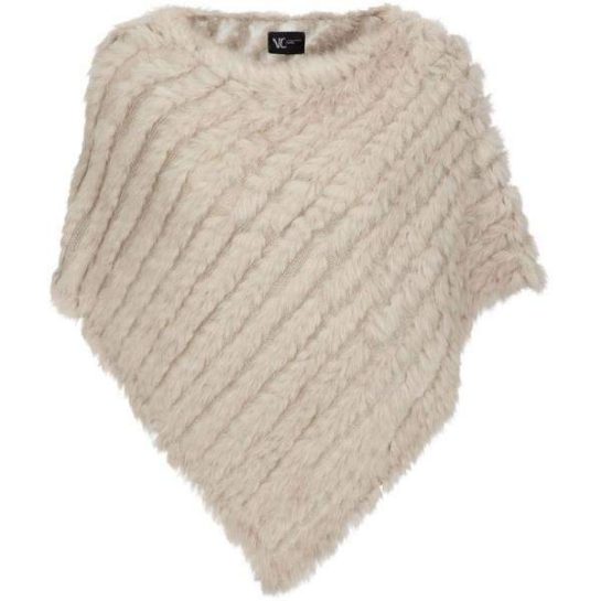 Poncho i päls sand