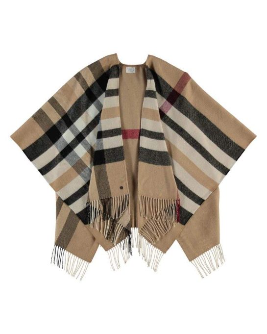 Poncho ruana beigerutig