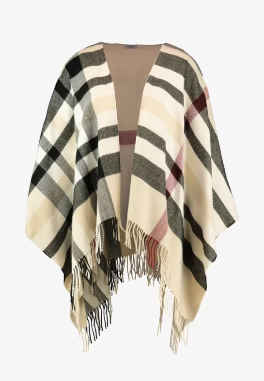 Poncho ruana beigerutig