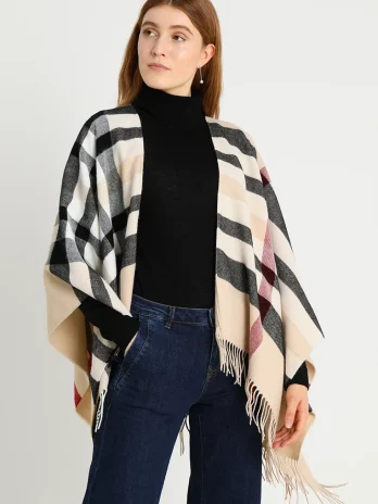 Poncho ruana beigerutig